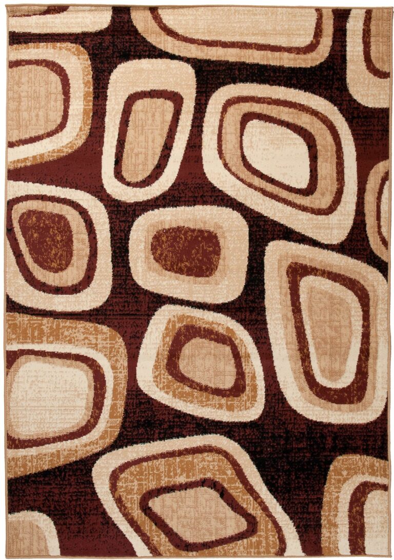 DREAM Tapis Moderne Géométrique Pierres Marron Beige Crème Fin