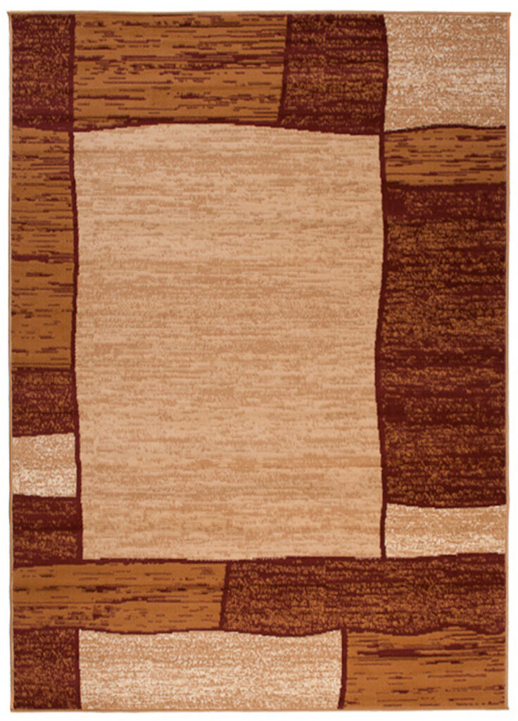 DREAM Tapis Moderne Carreaux Rectangles Marron Beige Fin