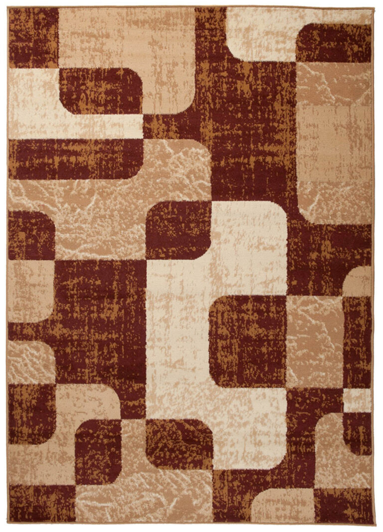 DREAM Tapis Moderne Abstrait Pierres Marron Ecru Fin