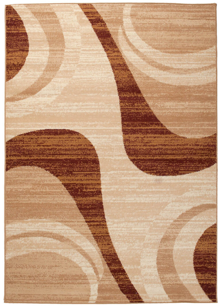 DREAM Tapis Moderne Abstrait OndesEcru Beige Marron Fin