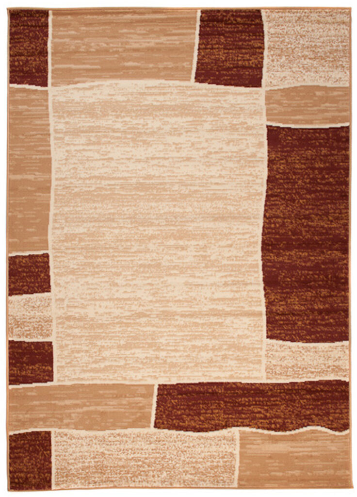 DREAM Tapis Moderne Carreaux Rectangles Beige Ecru Marron Fin