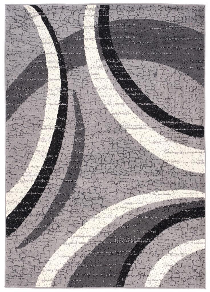DREAM Tapis Moderne Abstrait Ondes Gris Noir Crème Fin
