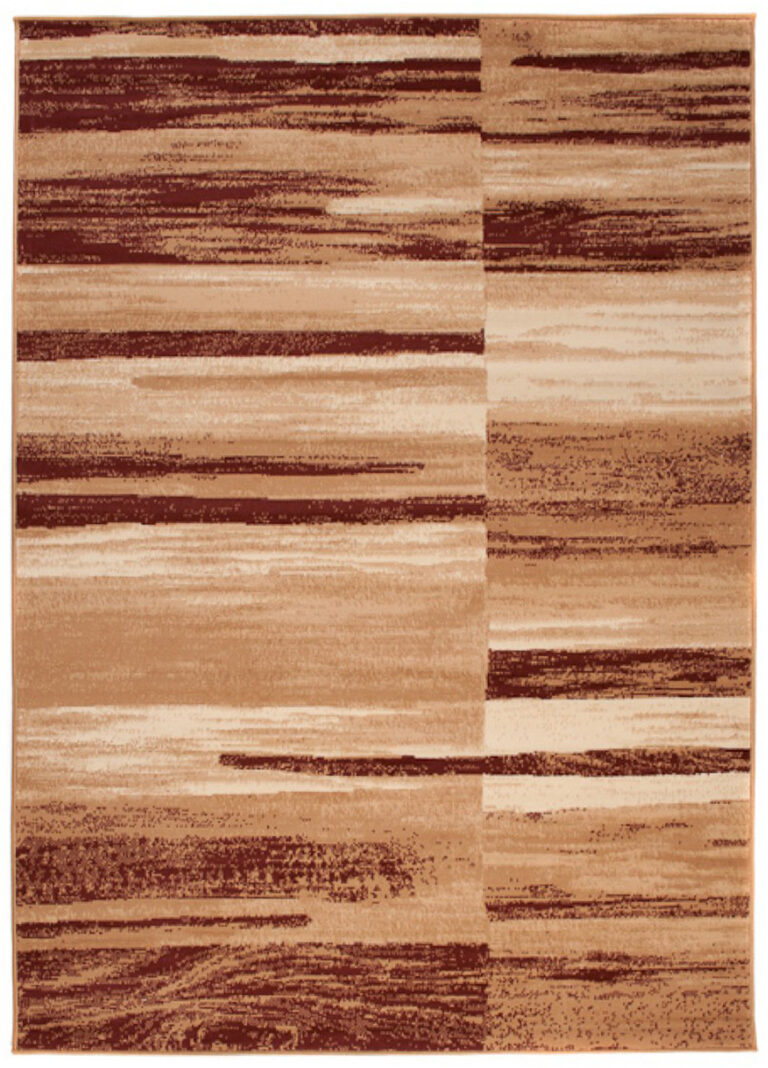 DREAM Tapis Moderne Rayures Marron Beige Fin