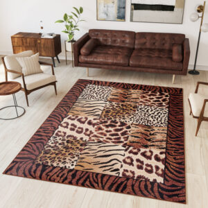 DREAM Tapis Moderne Animal Sauvage Tigre Panthère Marron Beige Fin