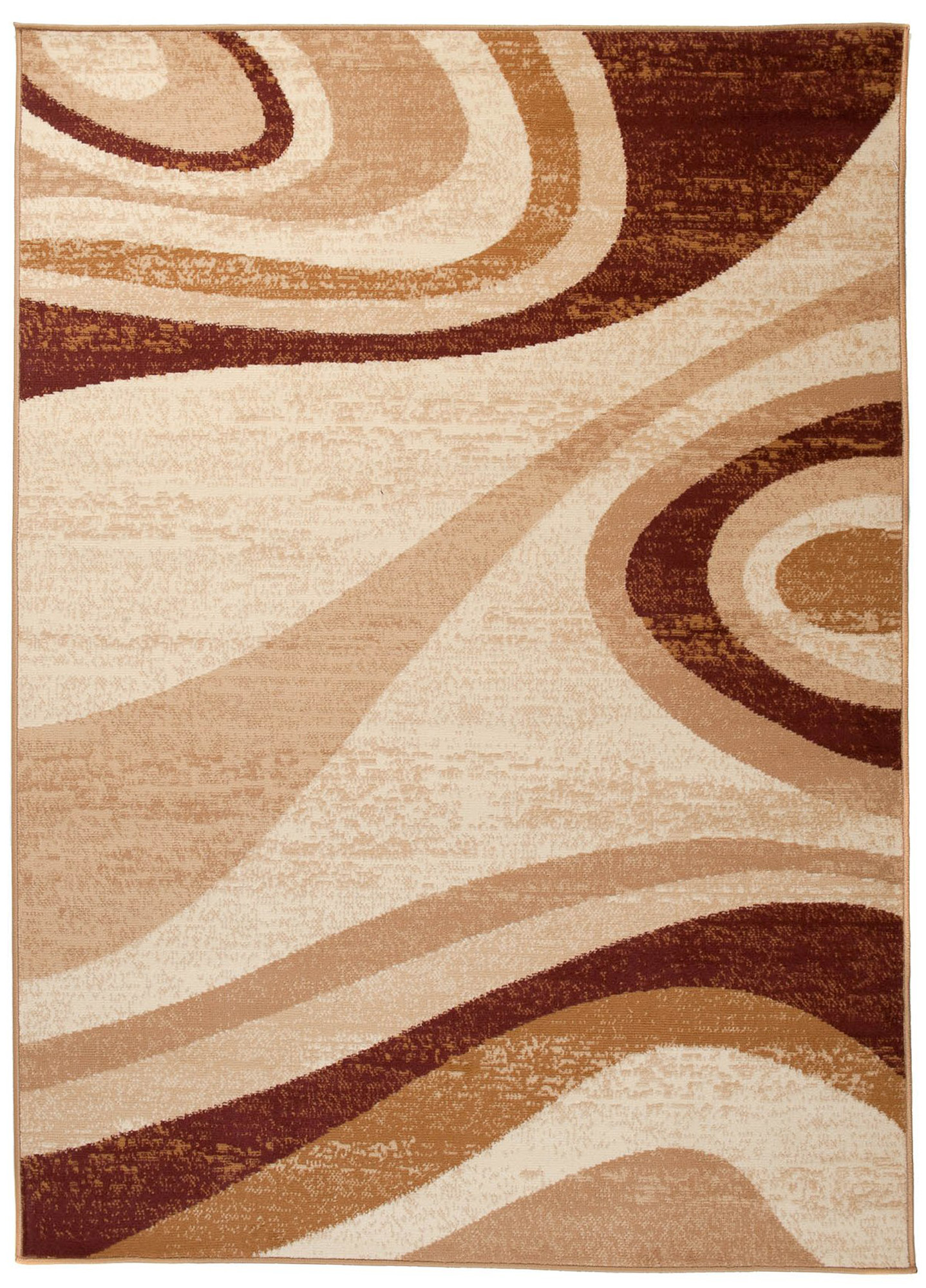 DREAM Tapis Moderne Abstrait Ondes Beige Ecru Marron Fin