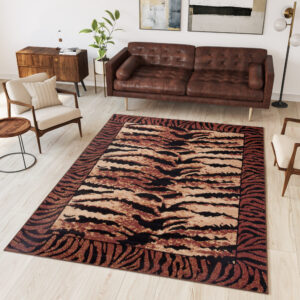 DREAM  Tapis Moderne Animal Sauvage Tigre Marron Noir Fin