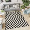 DREAM Tapis Moderne Optique Rayures Noir Blanc Fin