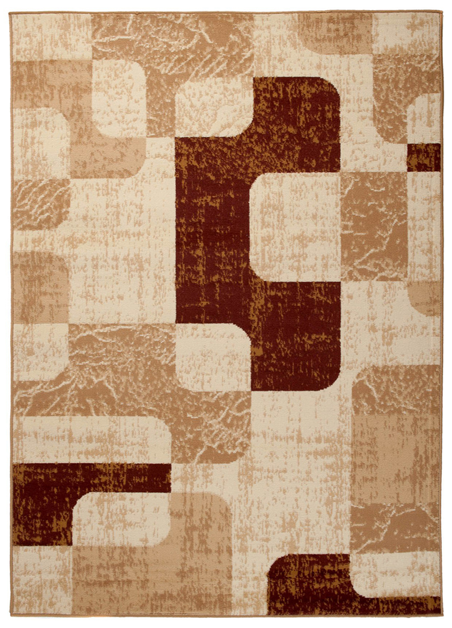 DREAM Tapis Moderne Abstrait Pierres Ecru Beige Marron Fin