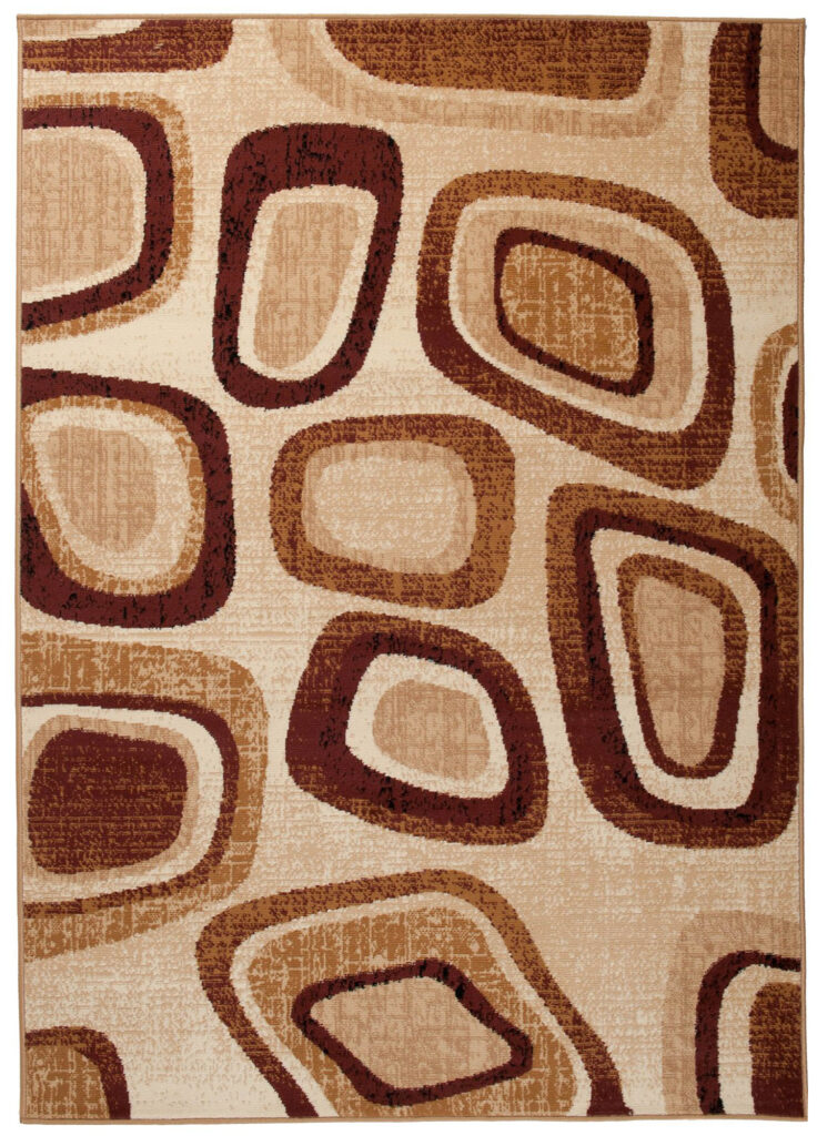 DREAM Tapis Moderne Géométrique Pierres Beige Marron Fin