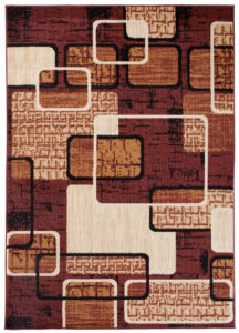 DREAM Tapis Moderne Rectangles Pierres Marron Ecru Beige Fin