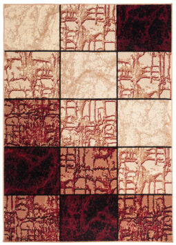 DREAM Tapis Moderne Géométrique Carreaux  Marron Beige Ecru Fin