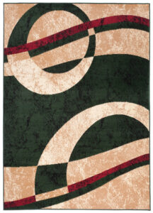 DREAM Tapis Moderne Abstrait Cercles Ondes Beige Vert Rouge Fin