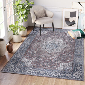 Tapis Dubai Bleu Marine Vintage Antidérapant
