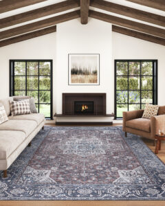 Tapis Dubai Bleu Marine Vintage Antidérapant