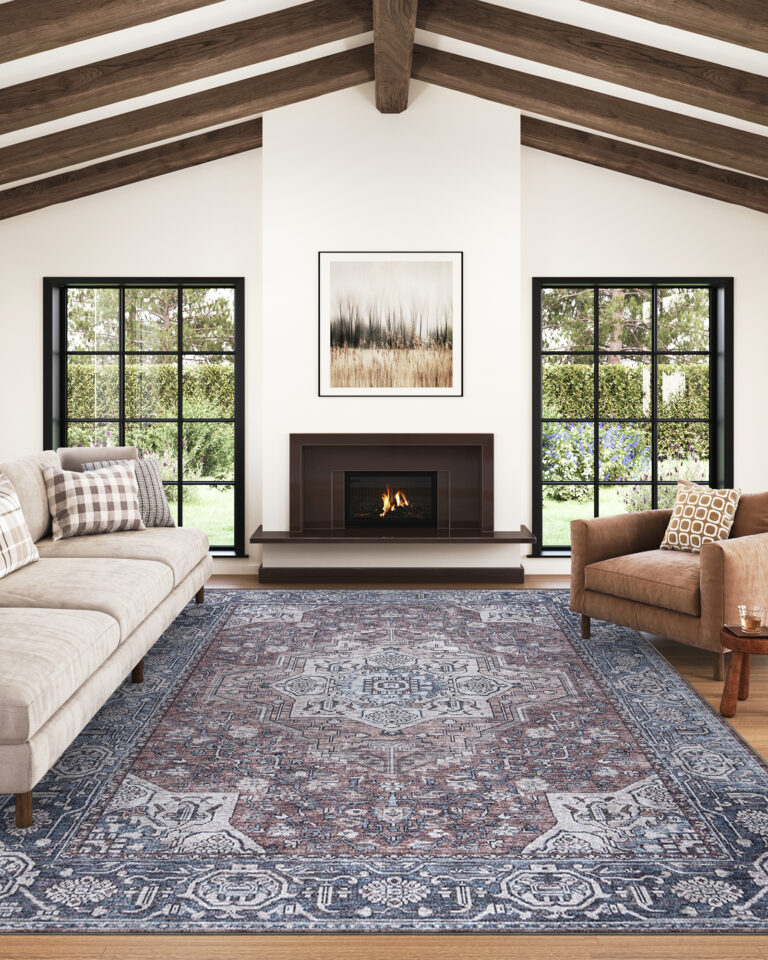 Tapis Dubai Bleu Marine Vintage Antidérapant