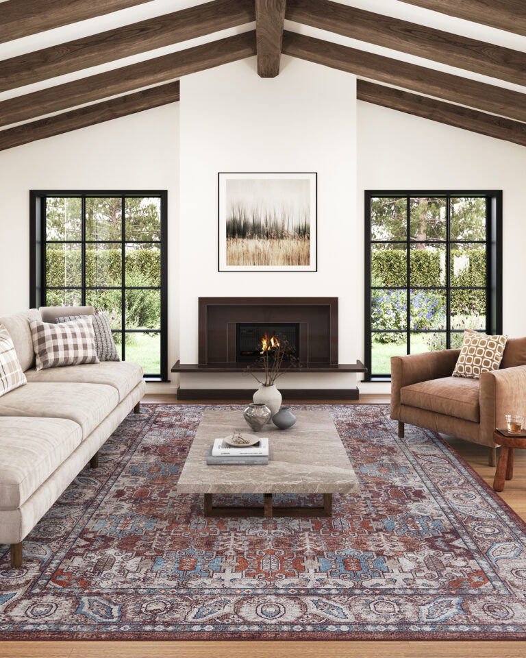 Tapis Dubai Bordeaux Ornements Antidérapant