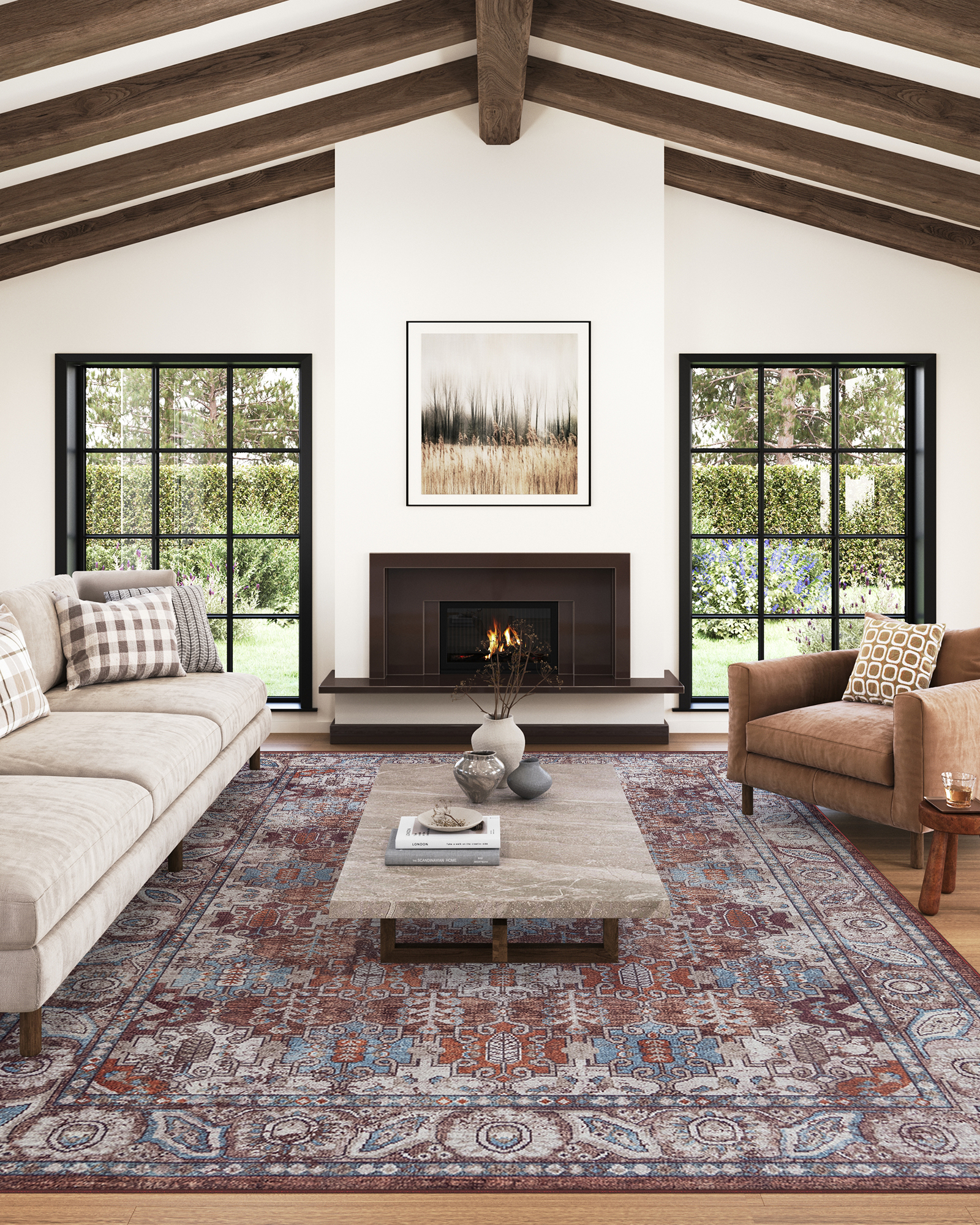 Tapis Dubai Bordeaux Ornements Antidérapant