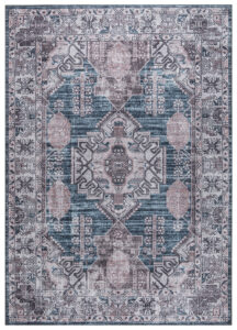 Tapis Dubai Bleu Marine Effet Usé Antidérapant