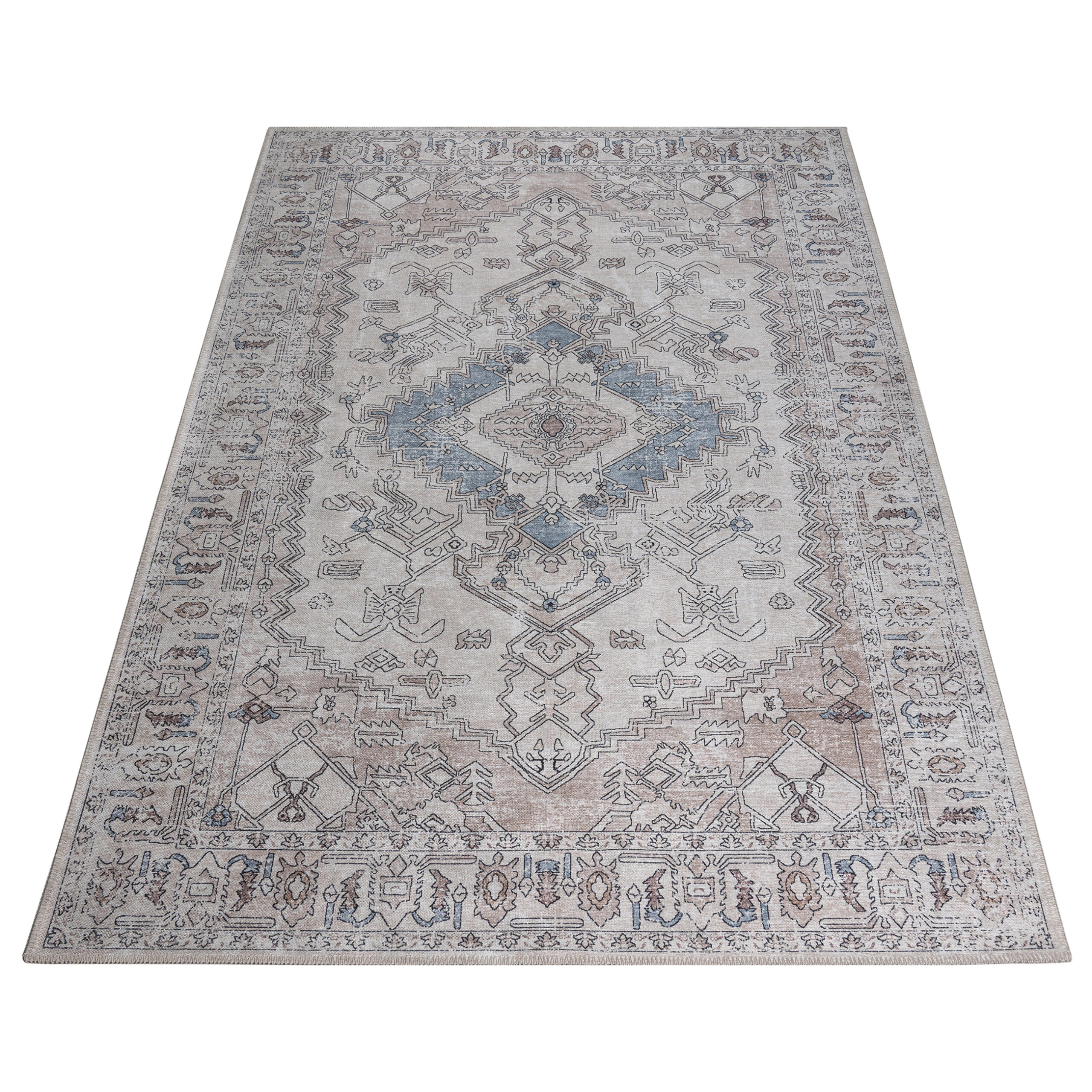 Tapis Dubai Gris Beige Vintage Antidérapant
