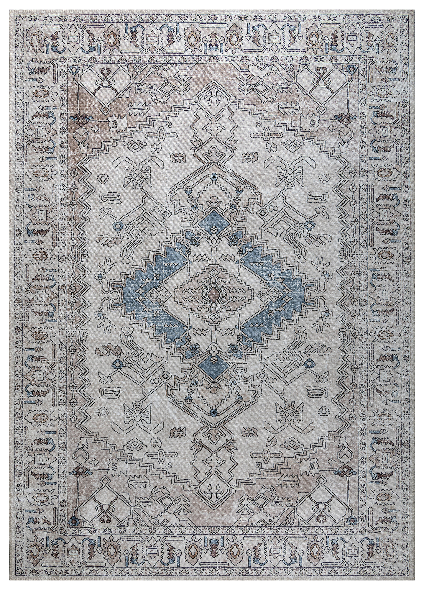 Tapis Dubai Gris Beige Vintage Antidérapant