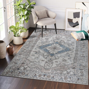 Tapis Dubai Gris Beige Vintage Antidérapant