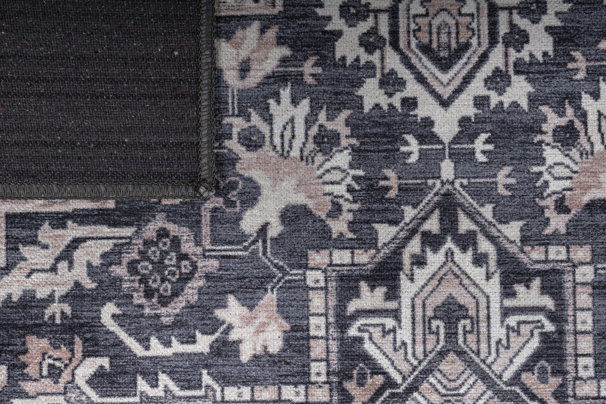 Tapis Dubai Bleu Marine Rosace Antidérapant