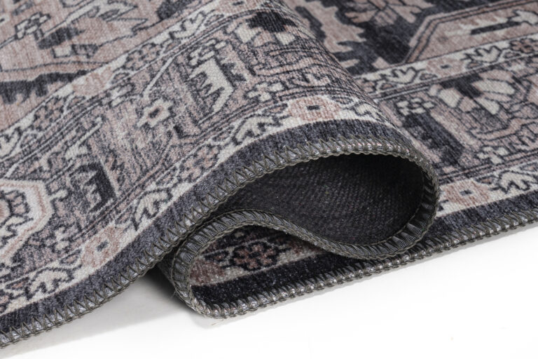 Tapis Dubai Bleu Marine Rosace Antidérapant