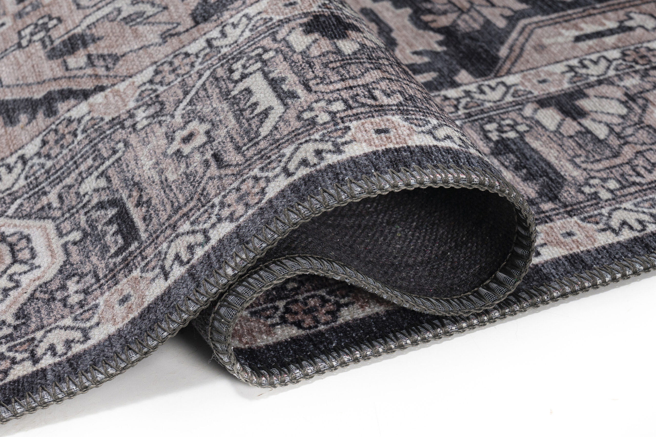 Tapis Dubai Bleu Marine Rosace Antidérapant