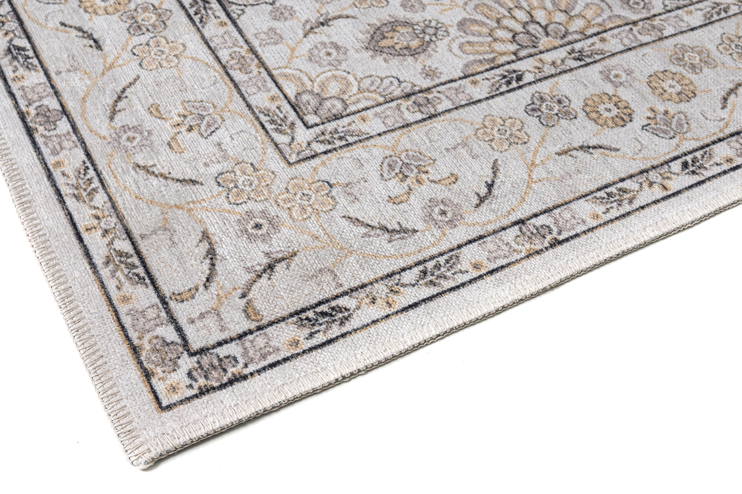 Tapis Dubai Beige Motif Floral Antidérapant