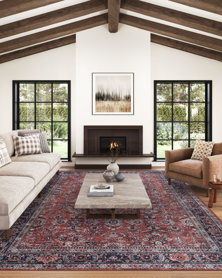 Tapis Dubai Rouge Ornements Antidérapant