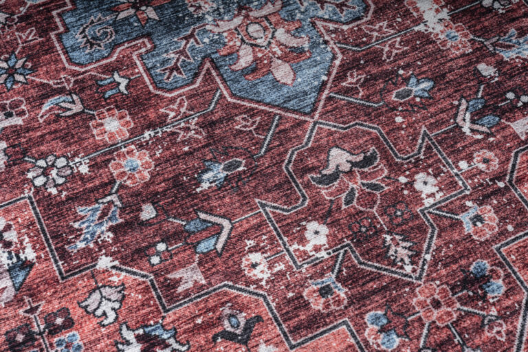 Tapis Dubai Rouge Bleu Marine Antidérapant