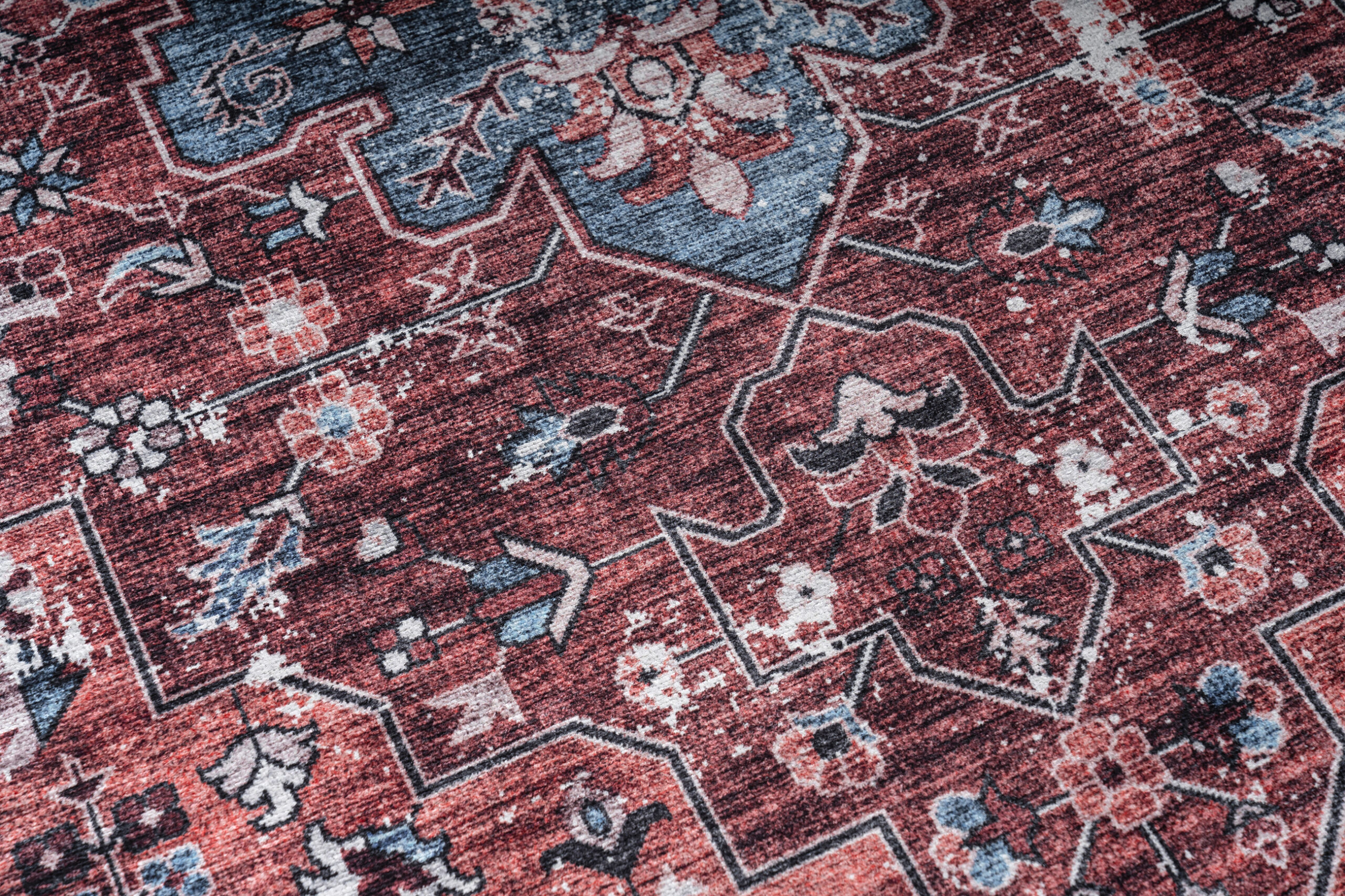 Tapis Dubai Rouge Bleu Marine Antidérapant