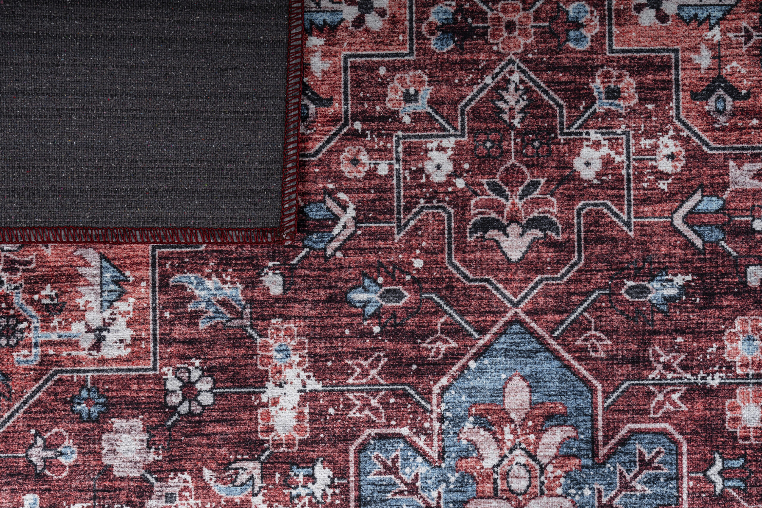 Tapis Dubai Rouge Bleu Marine Antidérapant