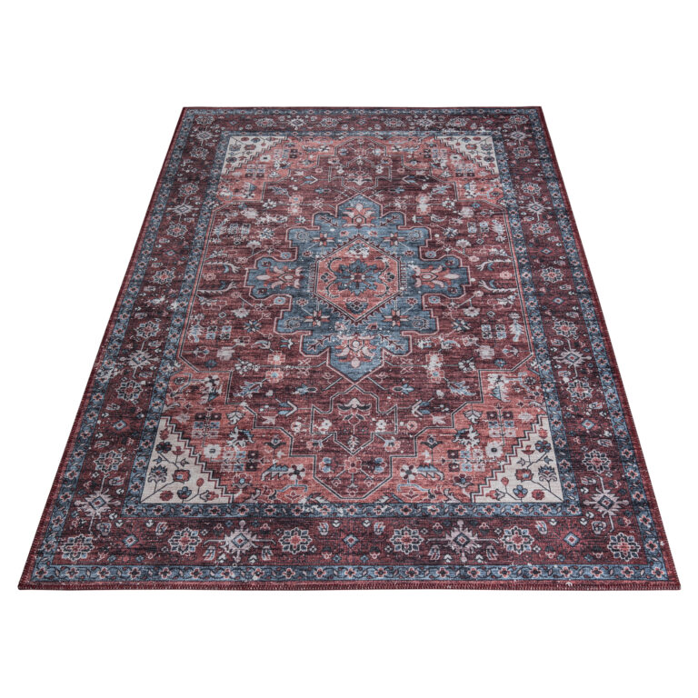 Tapis Dubai Rouge Bleu Marine Antidérapant