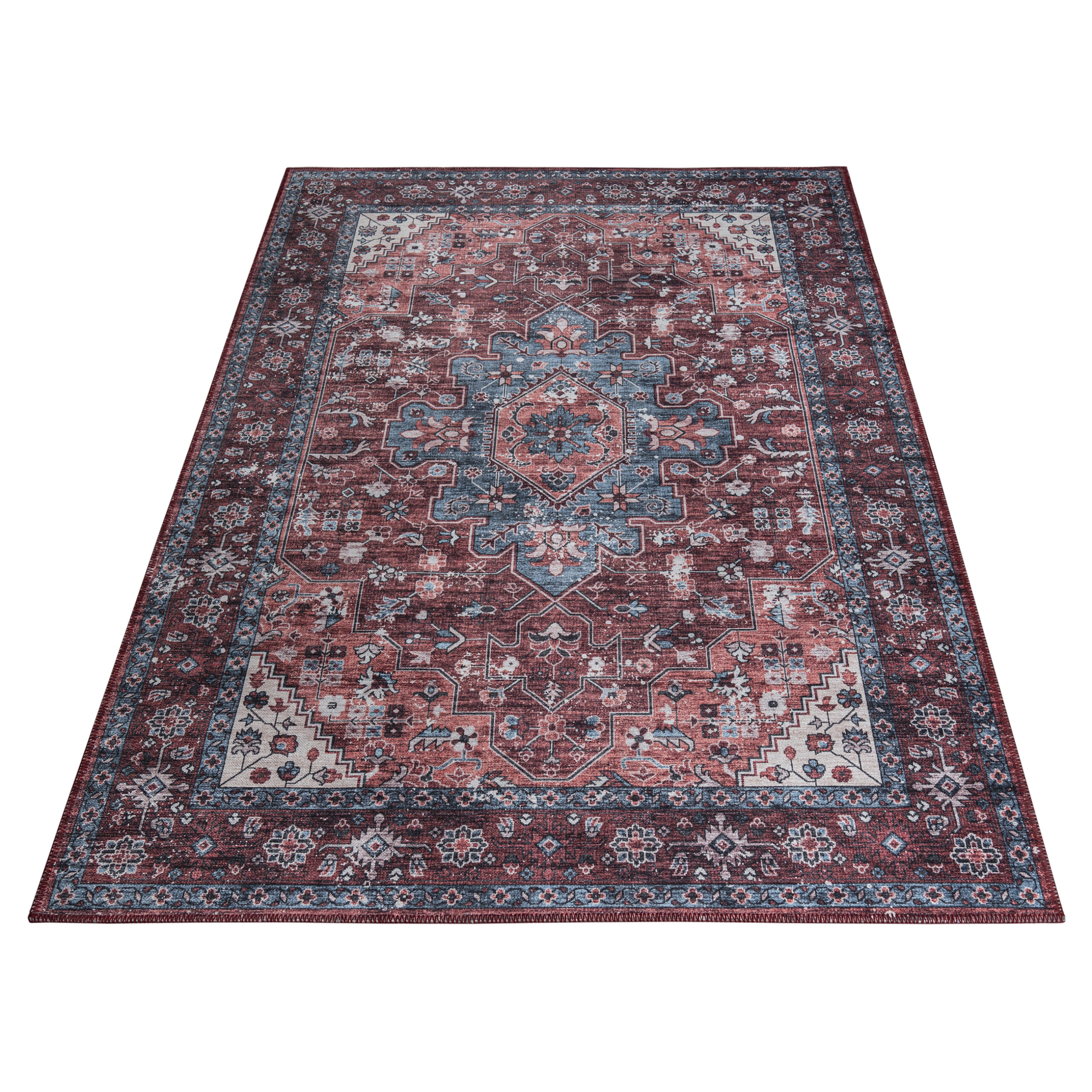 Tapis Dubai Rouge Bleu Marine Antidérapant