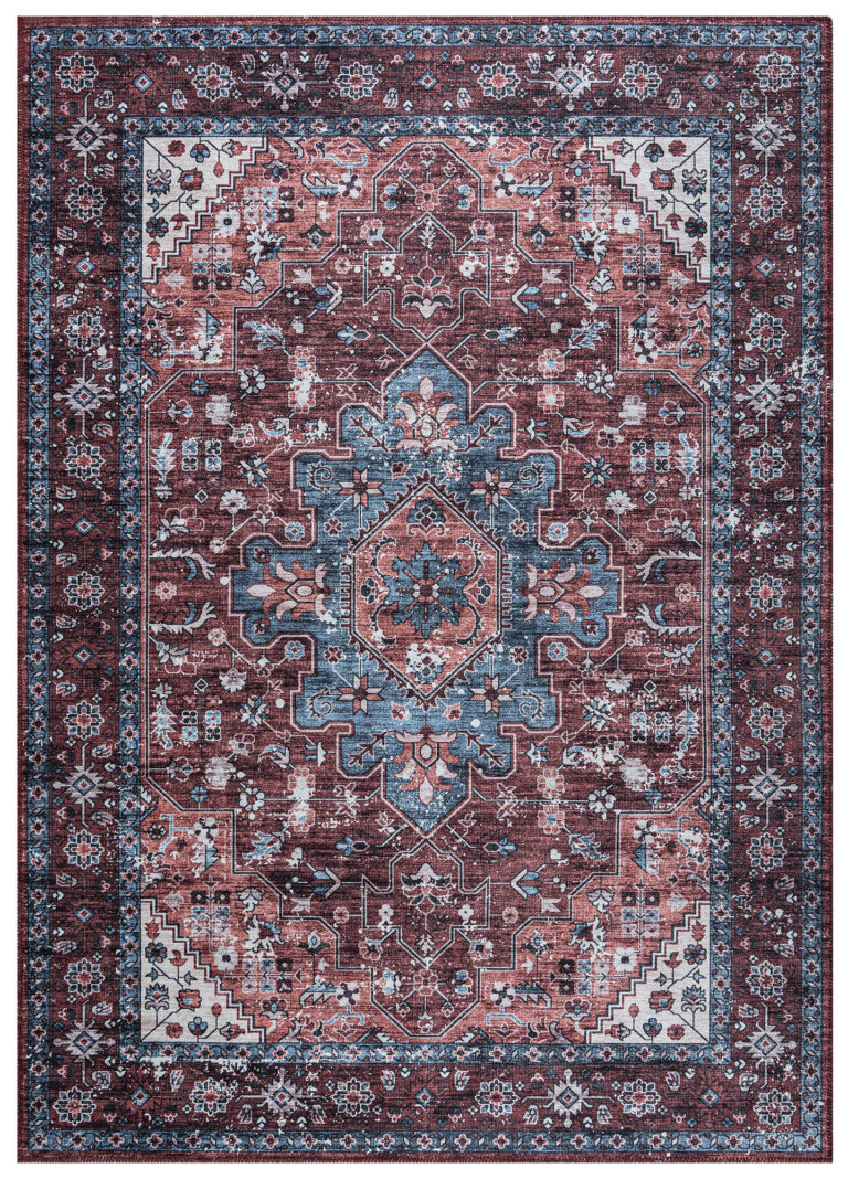 Tapis Dubai Rouge Bleu Marine Antidérapant