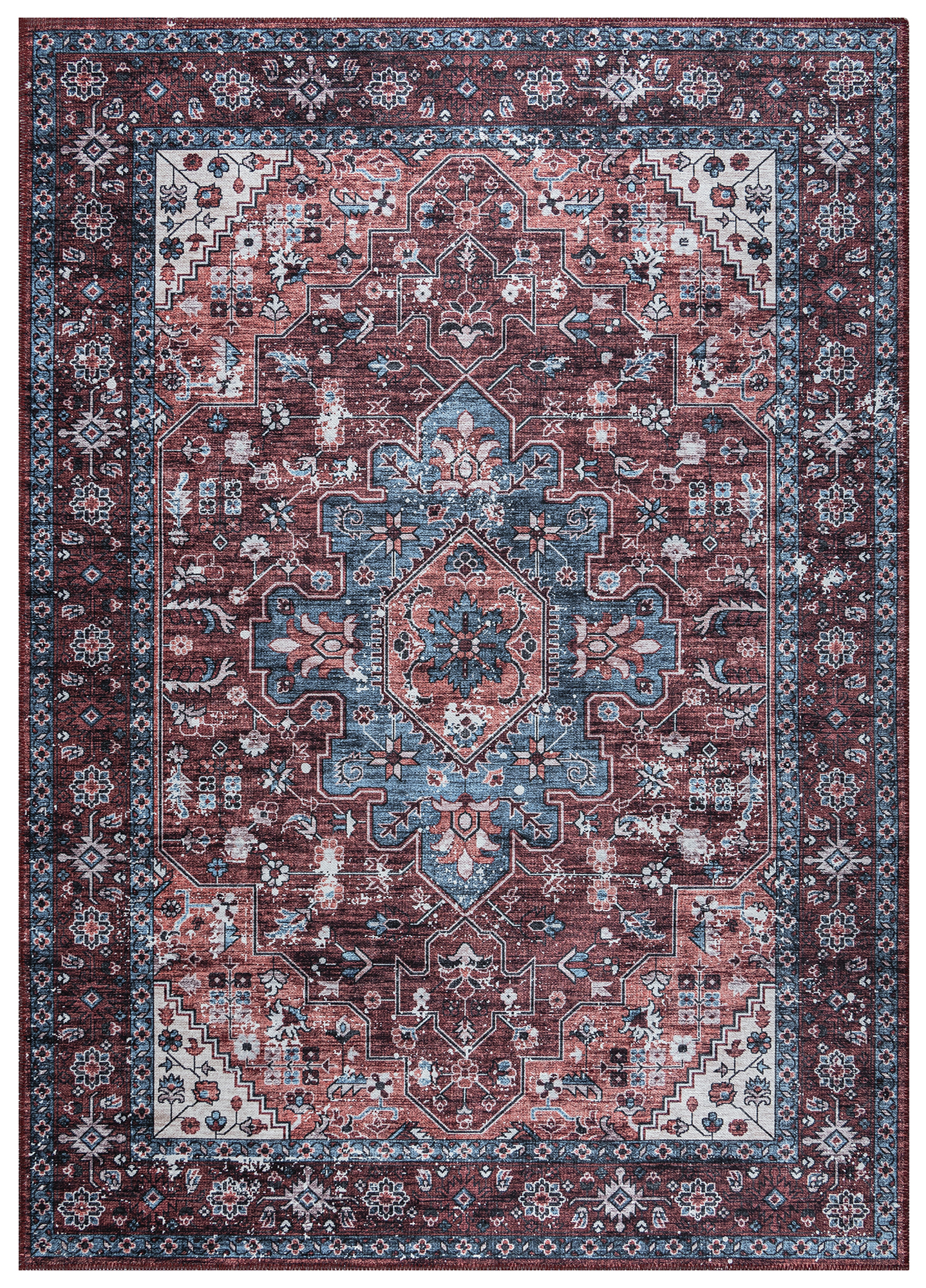 Tapis Dubai Rouge Bleu Marine Antidérapant