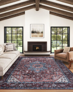 Tapis Dubai Rouge Bleu Marine Antidérapant