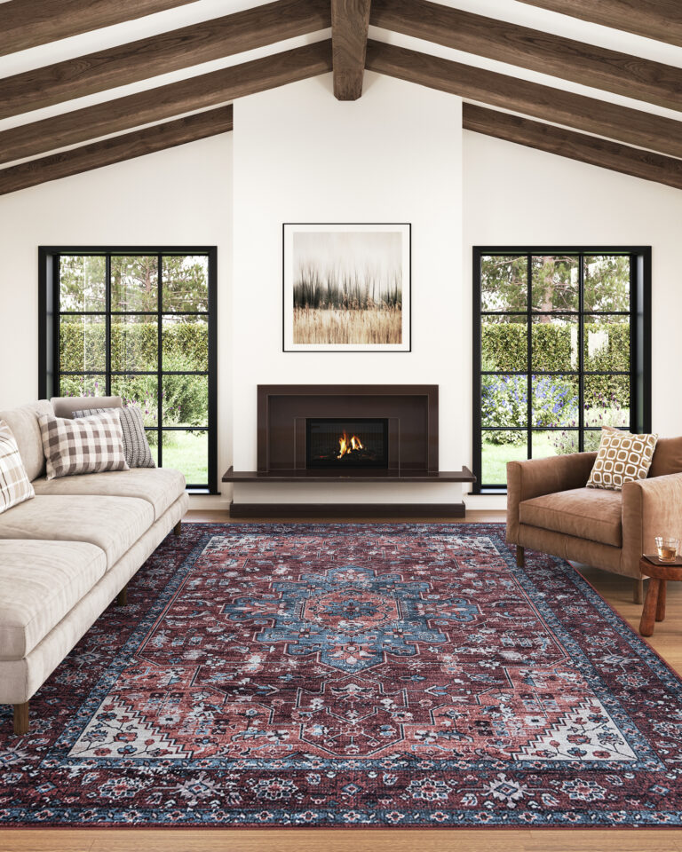 Tapis Dubai Rouge Bleu Marine Antidérapant