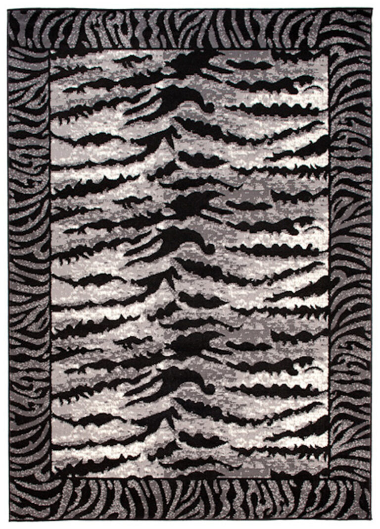 DREAM Tapis Moderne Animal Sauvage Tigre Gris Noir Fin