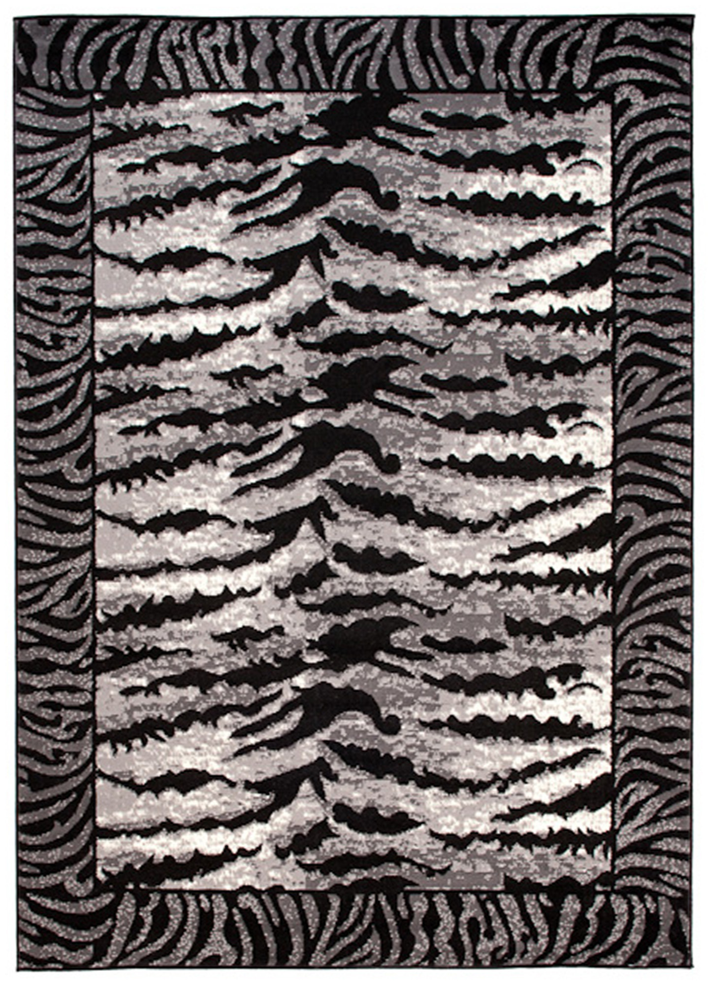 DREAM Tapis Moderne Animal Sauvage Tigre Gris Noir Fin