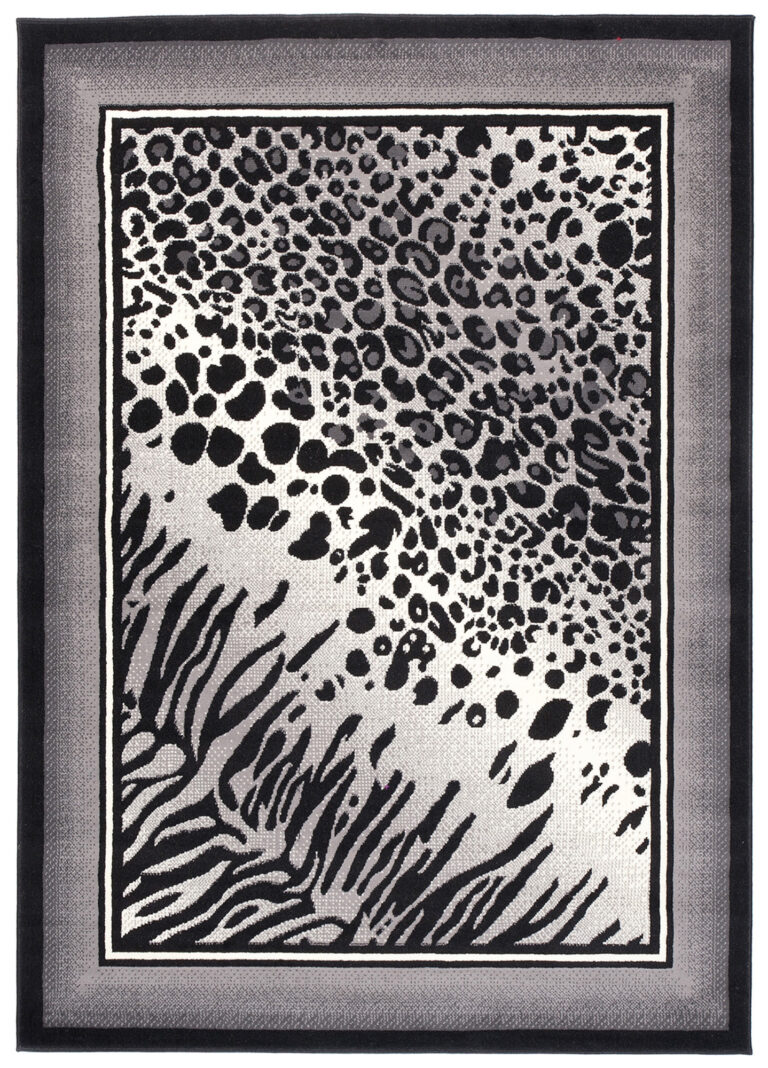 DREAM Tapis Moderne Animal  Zèbre Panthère Gris Noir Crème Fin