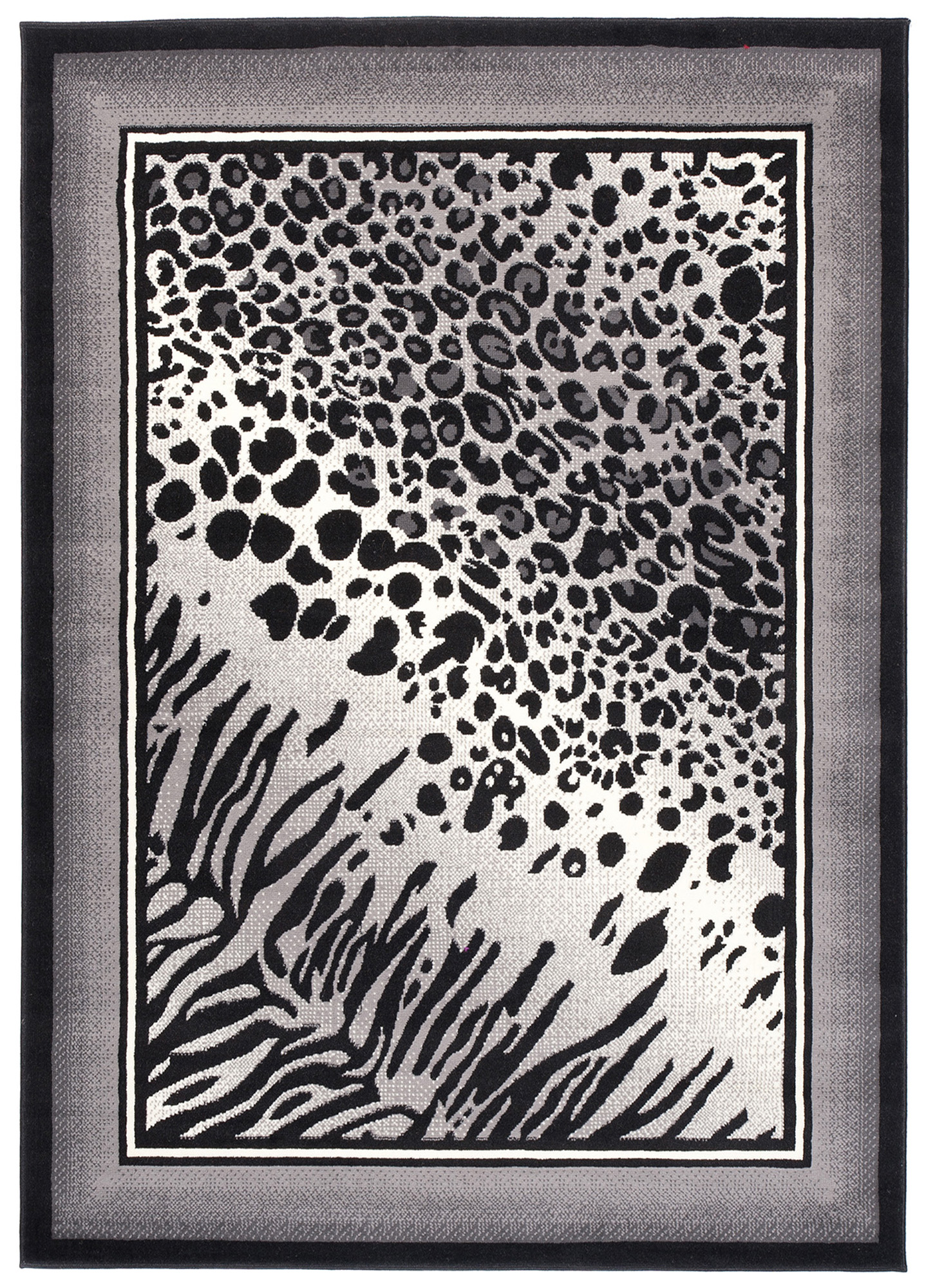 DREAM Tapis Moderne Animal  Zèbre Panthère Gris Noir Crème Fin