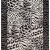 DREAM Tapis Moderne Animal Sauvage Panthère Gris Noir Crème Fin