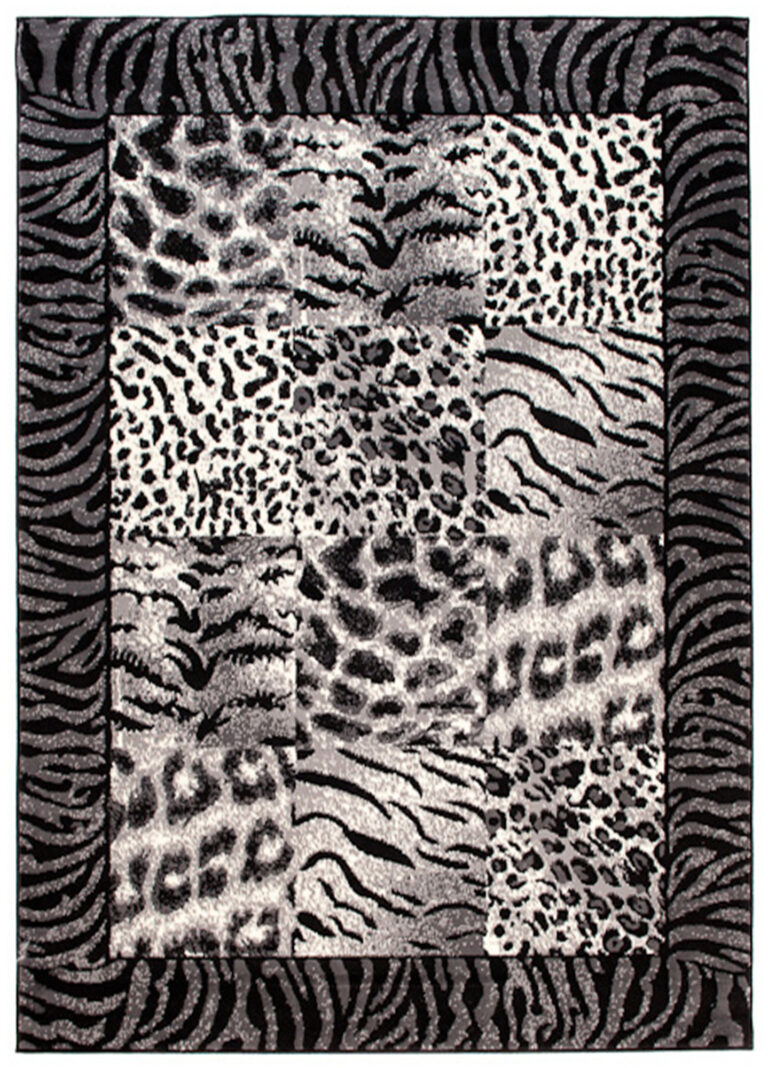 DREAM Tapis Moderne Animal Sauvage Panthère Gris Noir Crème Fin