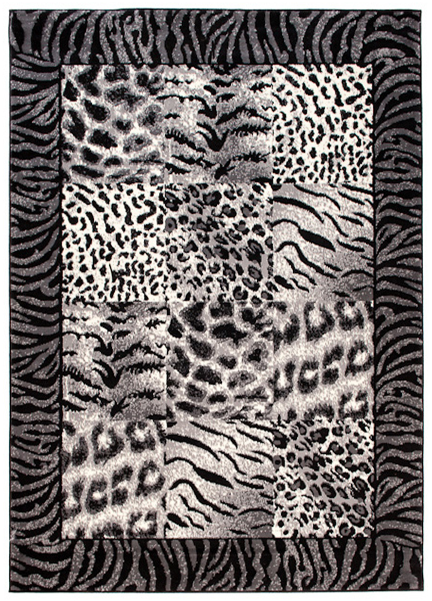 DREAM Tapis Moderne Animal Sauvage Panthère Gris Noir Crème Fin