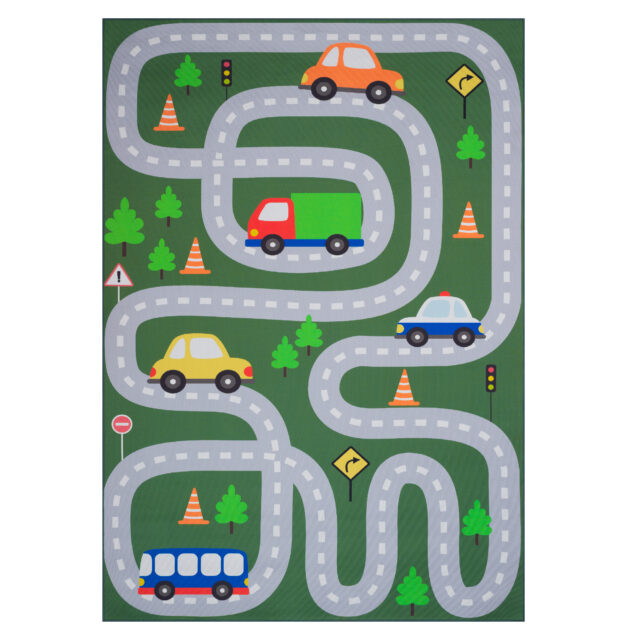 Tapis Enfant Snooki Vert Route Antidérapant