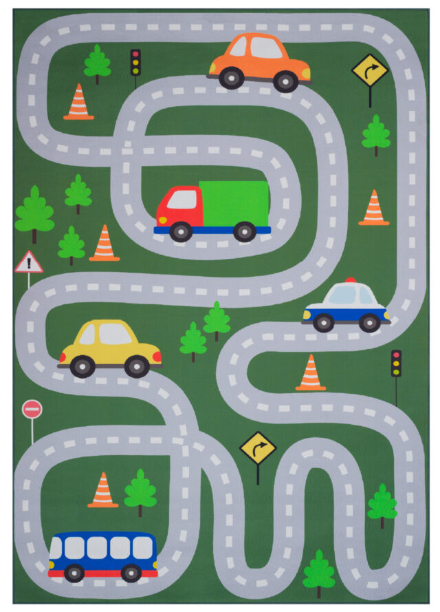 Tapis Enfant Snooki Vert Route Antidérapant