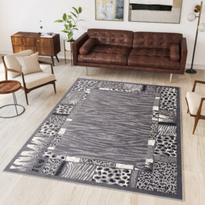 DREAM Tapis Moderne Peau Animal Sauvage Zèbre Panthère Gris Fin