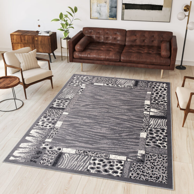 DREAM Tapis Moderne Peau Animal Sauvage Zèbre Panthère Gris Fin
